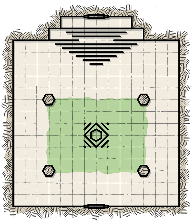 Karte des zuvor beschriebenen Raums mit eingezeichnetem Schleim